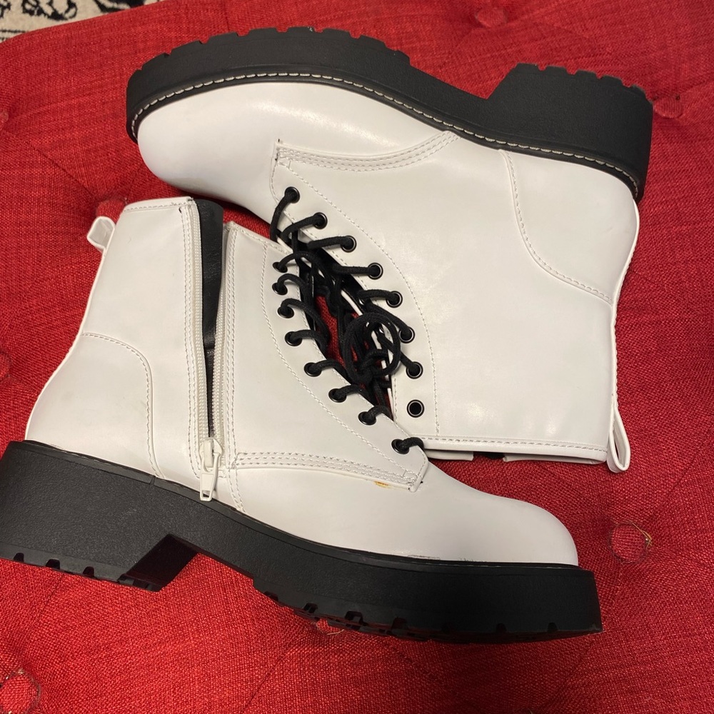 Madden Girl lace up and side zip boots